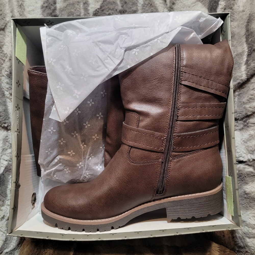 Sun & Stone Women's Blakelyy Buckled Riding Boots Sz 9